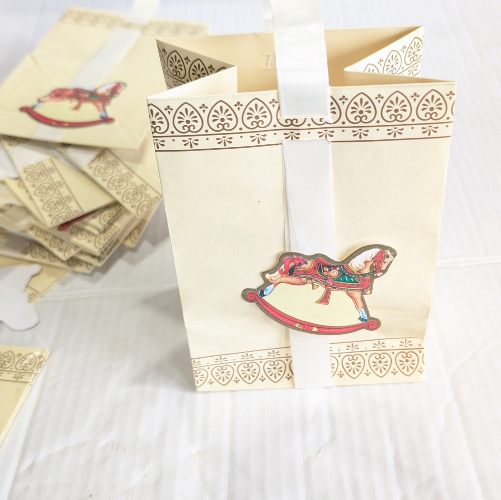 CHRISTMAS Carousel Horse Small Gift Bag Bundle 4 X 6.  Lot Of 20. NEW